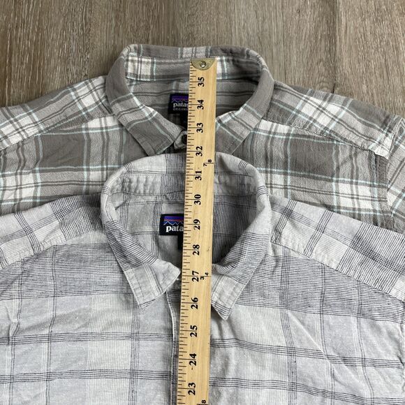 Lot Of 2 Patagonia Plaid Short Sleeve Shirts Hemp Blend + A/C Yarn Dye Men’s L - Picture 10 of 16